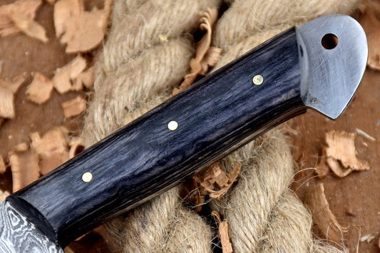 Custom Handmade Forged Damascus Steel Kitchen Chef Knife with Leather Sheath – 9 Inch Overall