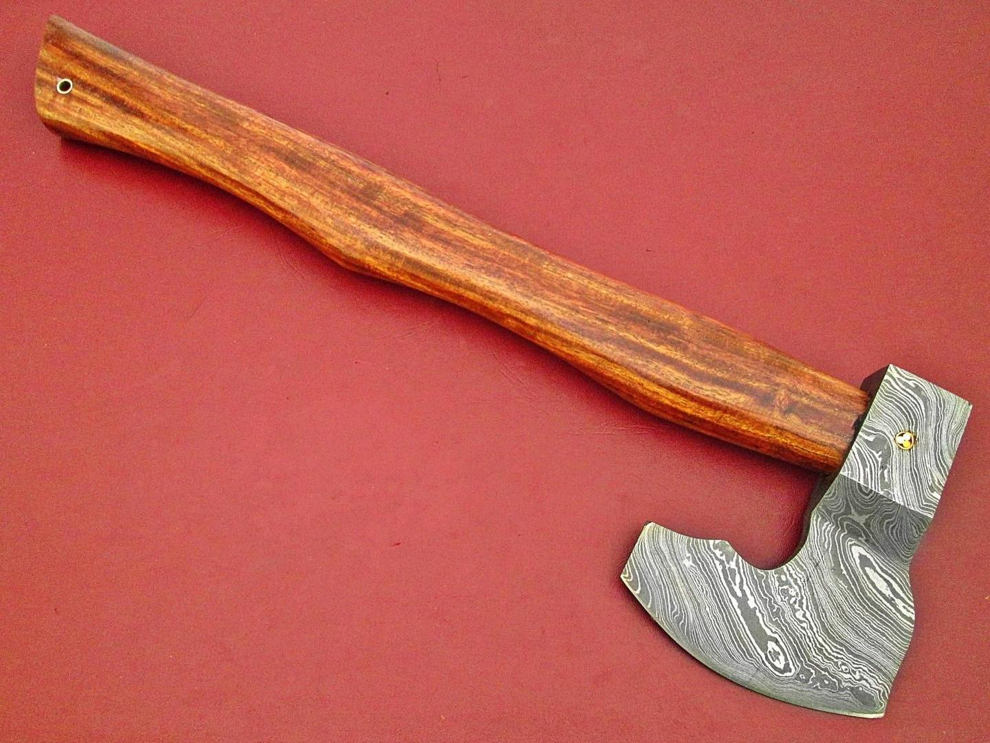 Custom Handmade Damascus Steel Axe With Walnut Wood Handle