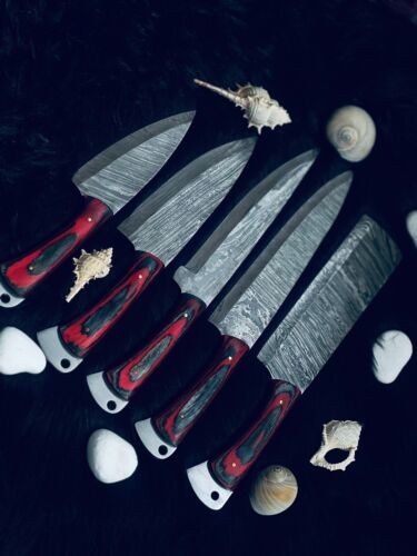 9" to 13" Custom Handmade Damascus Steel Chef Set