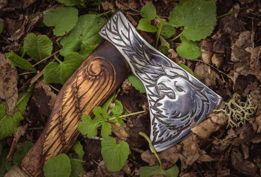 18" Eagle Engraved Hatchet – Hand Forged High Carbon Steel Throwing Viking Axe
