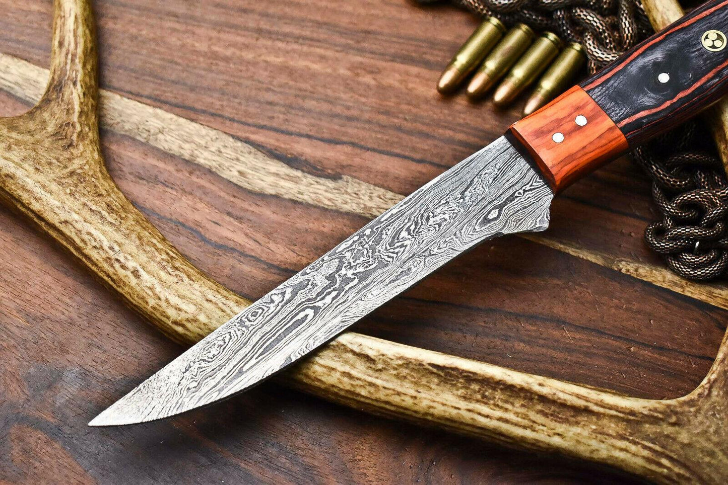 Premium Handmade Damascus Steel Chef Knife | Full Tang Kitchen Blade with Hard Wood Handle