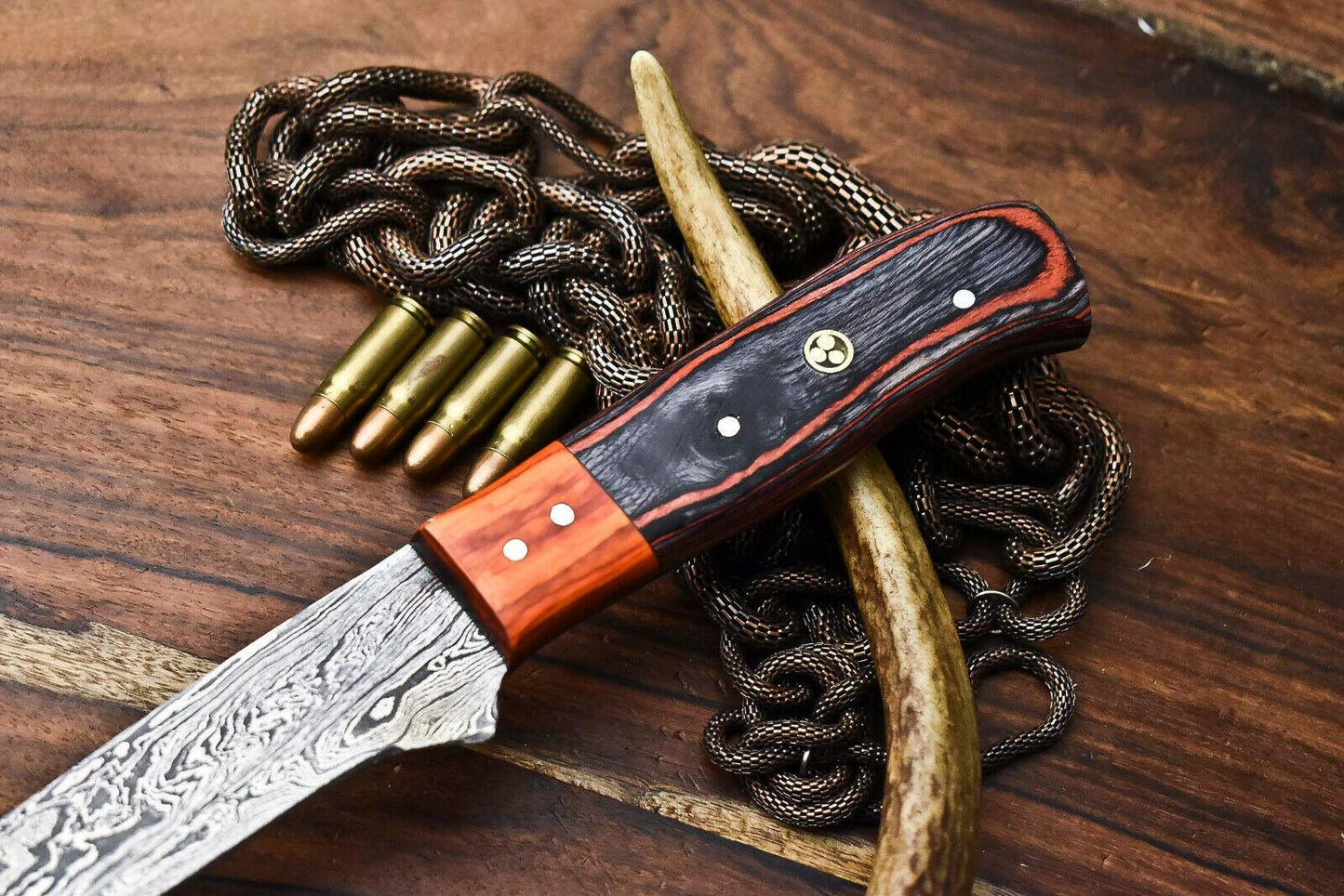Premium Handmade Damascus Steel Chef Knife | Full Tang Kitchen Blade with Hard Wood Handle