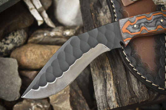 7.5" Skinner Knife | AUS-8 Steel Blade | Hardwood Handle | Outdoor Gift with Leather Sheath