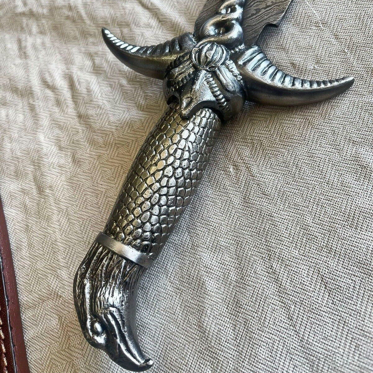 16" Handmade Damascus Steel Bowie Knife with Pewter Handle & Sheath