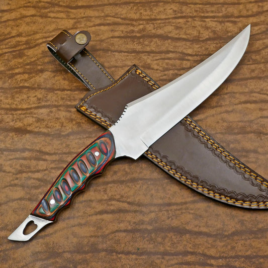 Titan Outdoor D2 Bowie Knife | 12-Inch Full Tang with Pakka Wood Handle