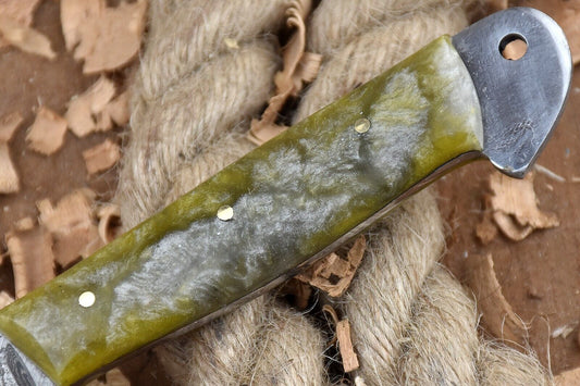 Custom Handmade Forged Damascus Steel Kitchen Chef Knife – 9" Blade with Green Raisin Handle