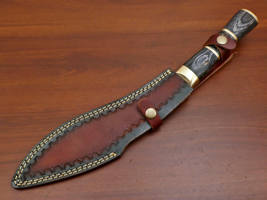 Handmade Damascus Pakka Wood Large Khukri Kukri Bowie Knife