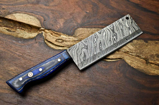 Handmade Damascus Steel Chef Chopper Knife – Full Tang, Hardwood Handle, Razor Sharp