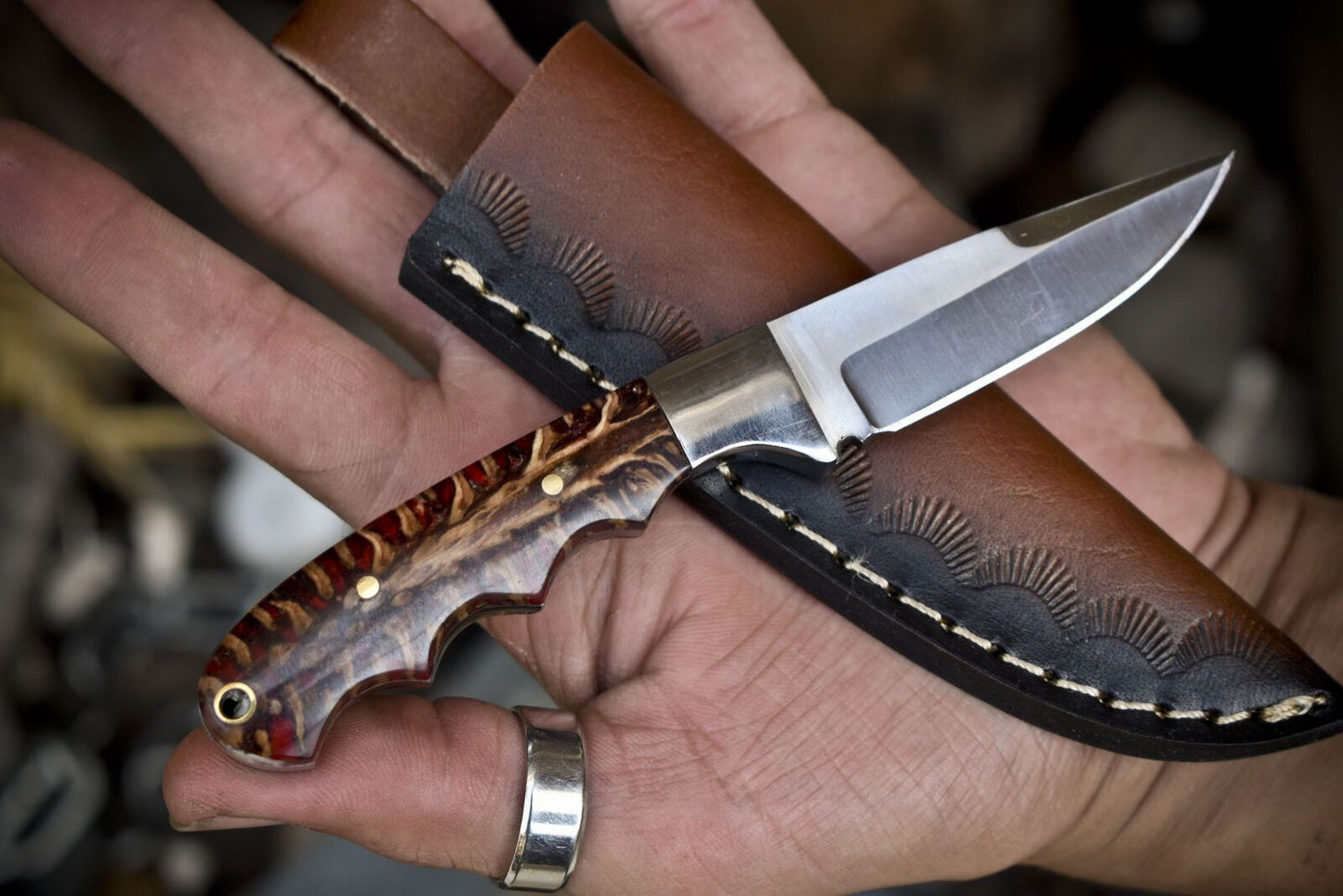 Hot Item 440C Steel Skinner Knife | Hard Wood Handle | Steel Bolster | EDC Closeout