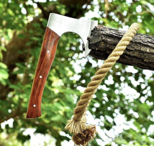 Custom Handmade High Carbon Steel Tomahawk Axe | Viking Hatchet with Leather Sheath