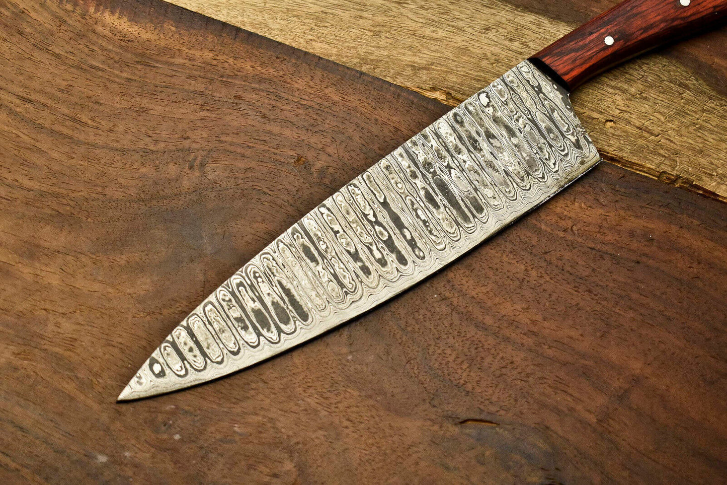 Damascus Steel Full Tang Chef Knife – Handmade Forged Kitchen & Outdoor Knife