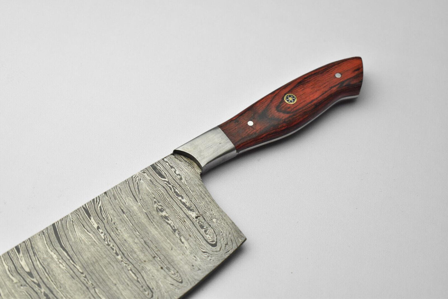 Hand Made Damascus Steel Blade Chef Kitchen Full Tang Chopper Knife | Hard Wood