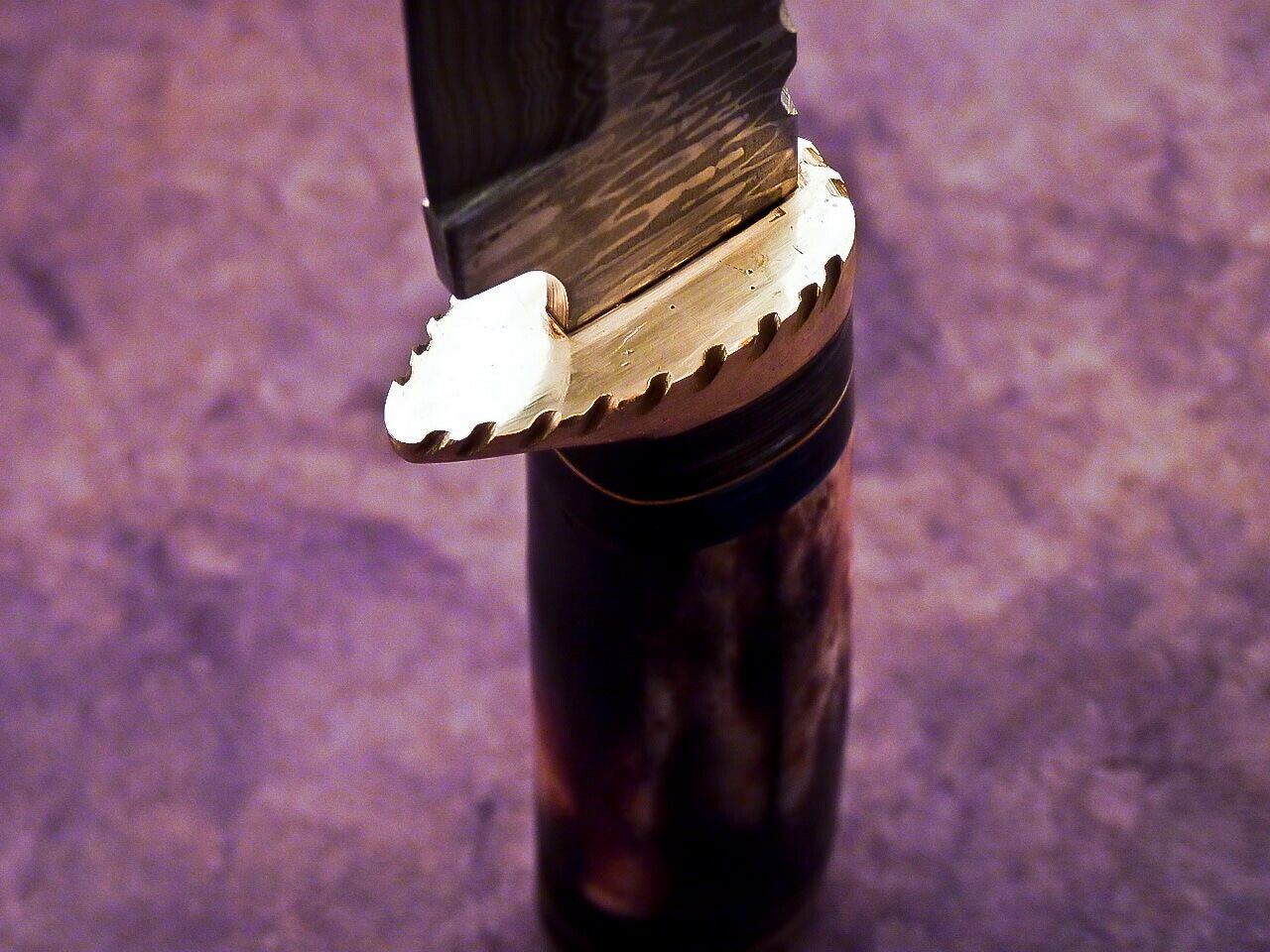 Heritage Forge 10 Inch Damascus Steel Bowie Knife with Stag Handle