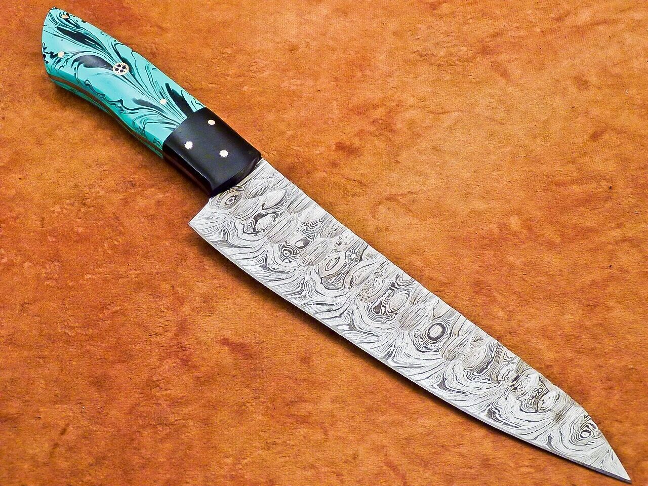 12" Custom Handmade Damascus Steel Chef Knife with Resin Handle –