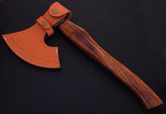 Hand Forged Damascus Steel Hawk Tomahawk Axe – Viking Style Ash Wood Handle