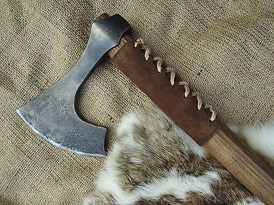 Hand-Forged Medieval Viking Bearded Axe | Bushcraft Hatchet with Hardened Edge