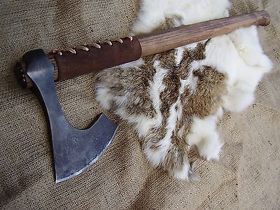 Hand-Forged Medieval Viking Bearded Axe | Bushcraft Hatchet with Hardened Edge