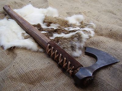 Hand-Forged Medieval Viking Bearded Axe | Bushcraft Hatchet with Hardened Edge