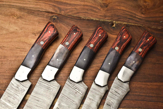 Premium 5-Piece Handmade Hammered Damascus Steel Chef Knife Set