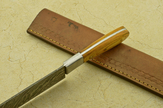 DAMASCUS STEEL CHEF KITCHEN KNIFE WITH PAKKA WOOD HANDLE