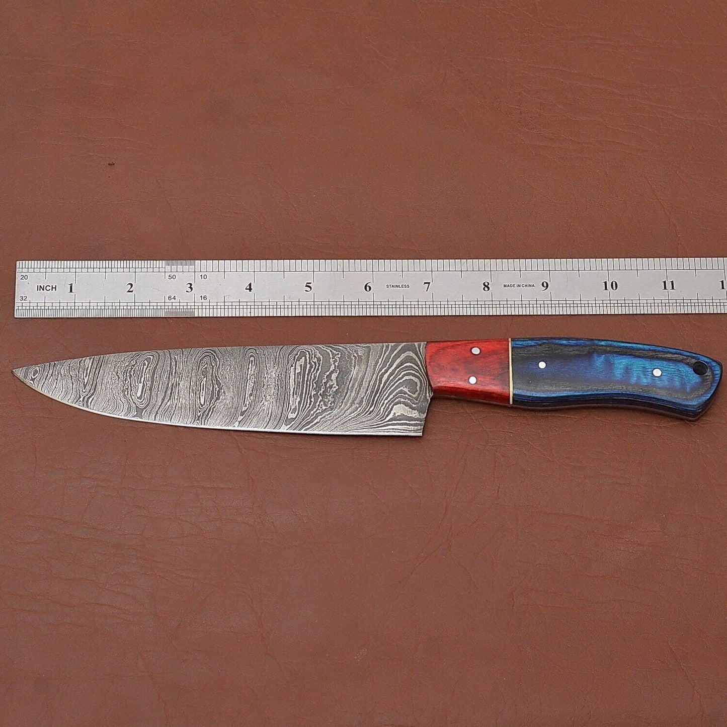 Premium Handmade Damascus Steel Kitchen Fillet Chef Knife with Ergonomic Pakka Wood Handle