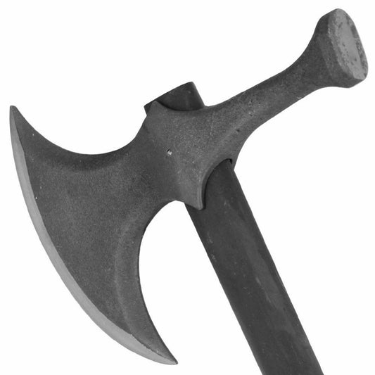 Medieval Viking Hammerhead Battle Axe – Rustic Steel Blade with Wooden Handle