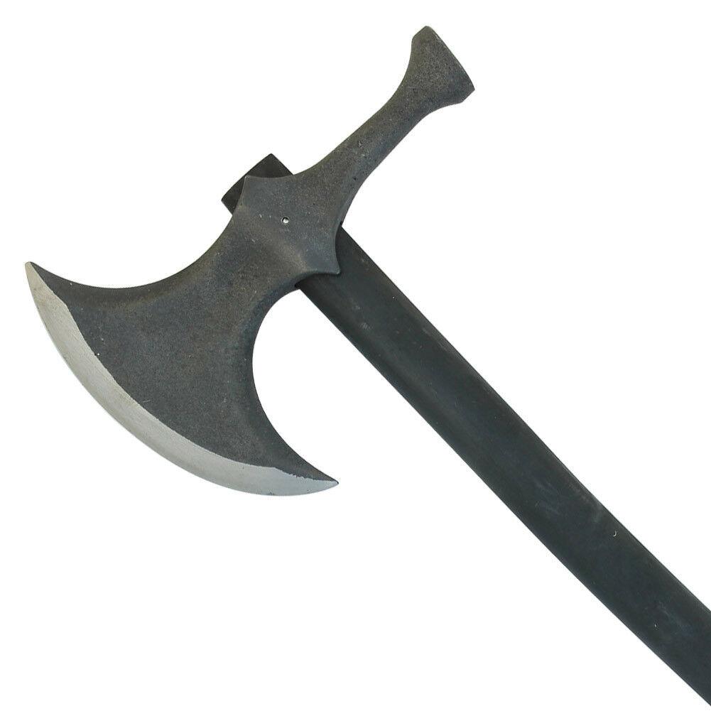 Medieval Viking Hammerhead Battle Axe – Rustic Steel Blade with Wooden Handle
