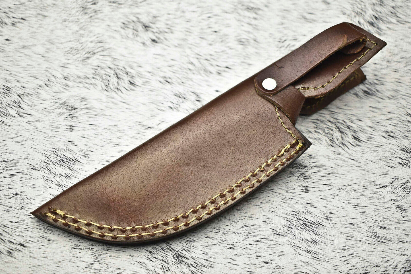 Damascus Blade Camping Tracker Full Tang Knife with Leather Sheath