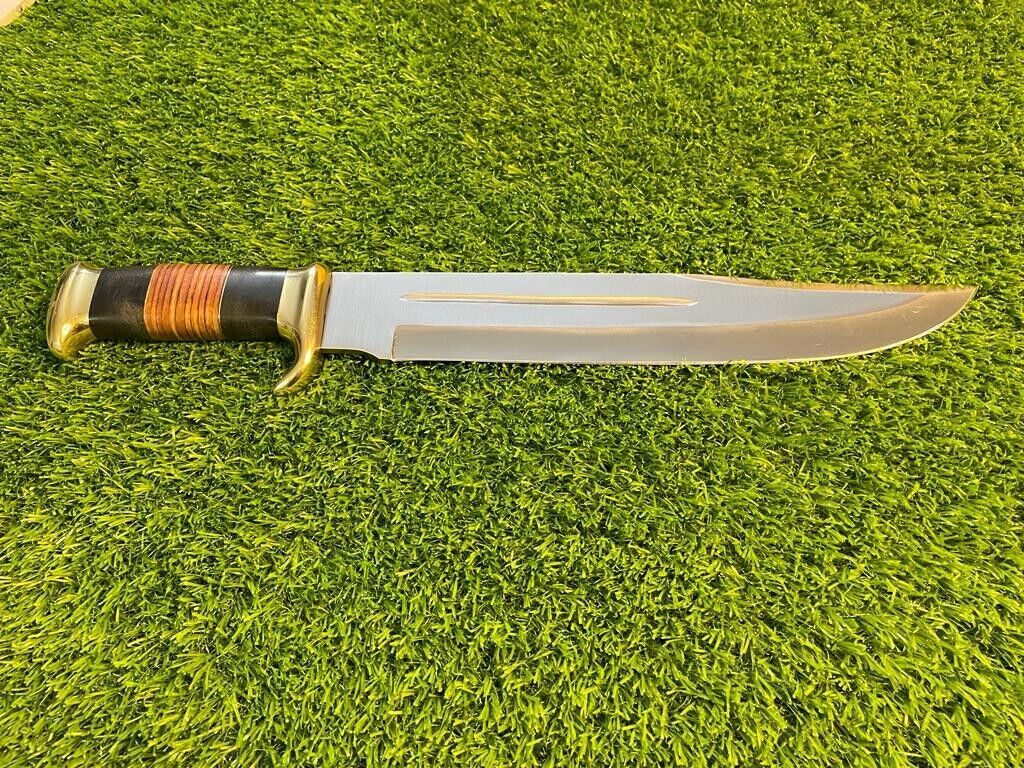 Custom Handmade D2 Steel Hunting & Survival Bowie Knife – 12" Blade with Leather Sheath