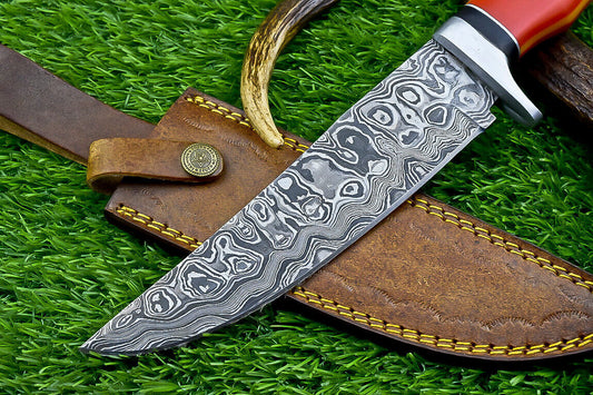 Heritage Forge 12 Inch Damascus Steel Camping Knife with Resin Handle