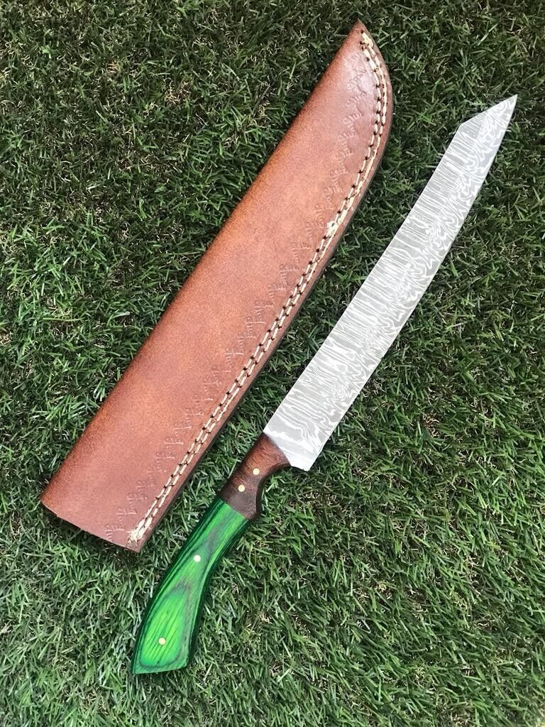13" Damascus Steel Fillet Knife Twist Damascus Fillet Knife for Brisket, Fishing & Hunting