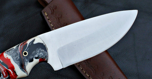 Custom Handmade D2 Steel Skinner Knife | Full Tang Hunting & EDC Knife with Leather Sheath