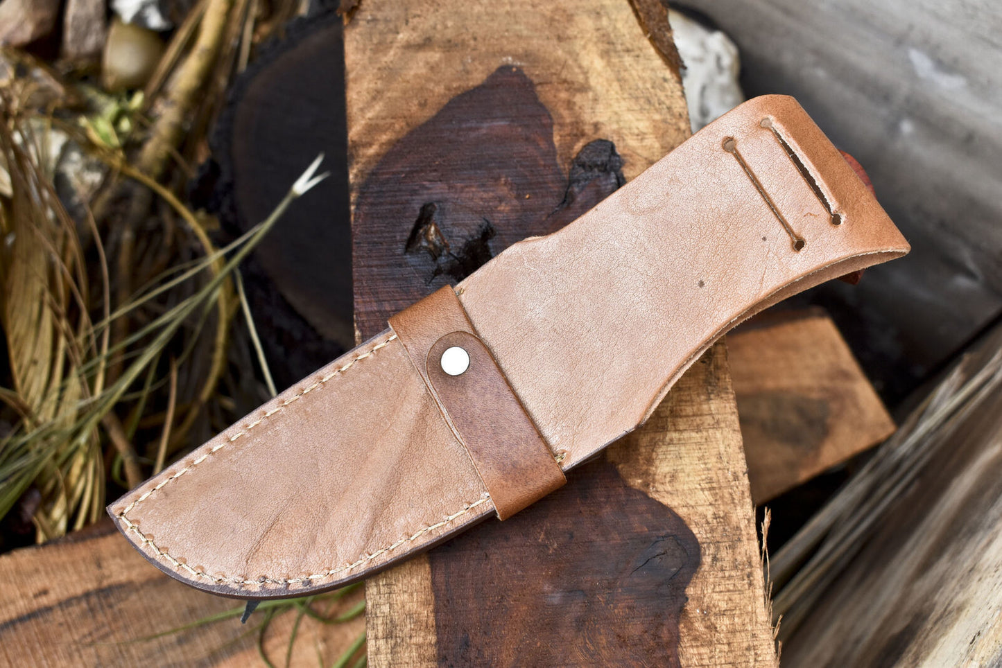 Twist Damascus Skinner Knife with Walnut Wood Handle – Handmade Forged Hunting and Gift Blade with Leather Sheath