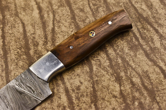Custom Handmade Damascus Steel Walnut Wood Hunting Everyday Carry Chef Knife
