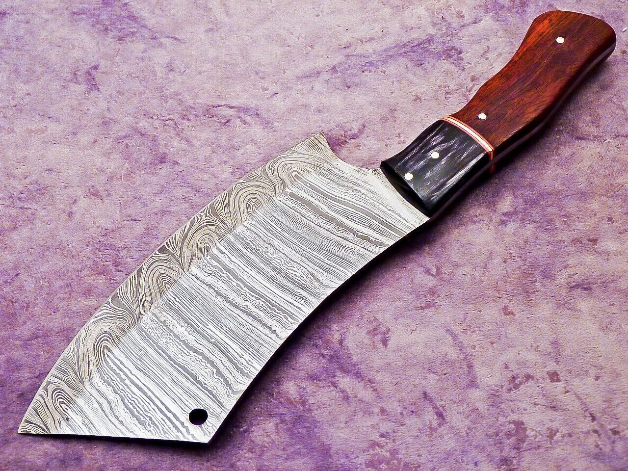 11" Handmade Damascus Steel Chopper Cleaver Knife with Hard Wood Handle