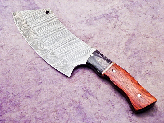11" Handmade Damascus Steel Chopper Cleaver Knife with Hard Wood Handle