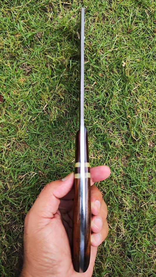 Handmade Damascus Cleaver Knife – Razor-Sharp Serbian Chef’s Butcher Knife, 9" Blade, Resin Wood Handle