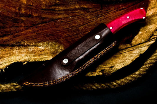 8.5" Handmade D2 Steel Small Hunting Skinner Knife Hardwood Handle with Leather Sheath