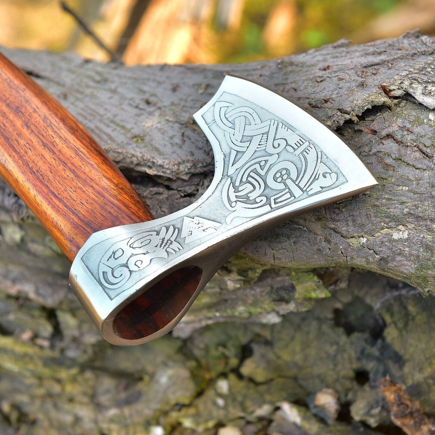 Hand Forged 1095 High Carbon Steel Viking Tomahawk, Hatchet & Combat Axe with Rosewood Handle
