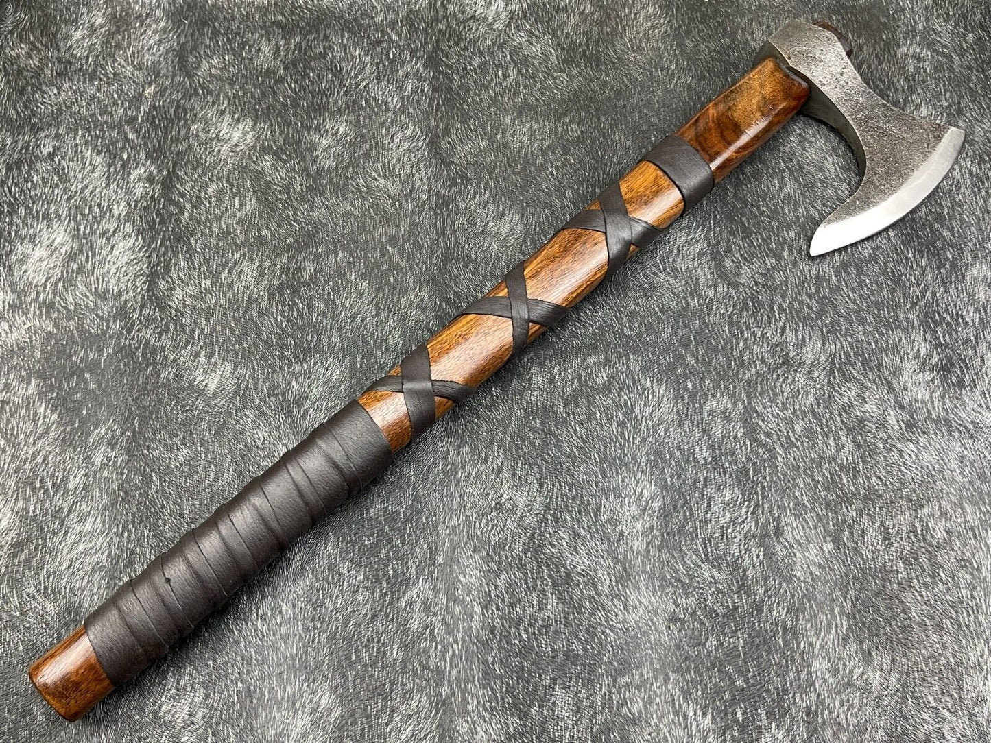 Handmade Carbon Steel Viking Tomahawk Axe | 22" Camping & Hunting Axe with Leather Sheath