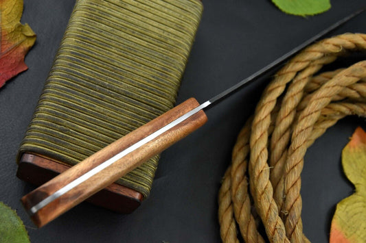 Custom 13.4" Hammered 5160 Spring Steel Chef Knife with Walnut Handle – Handmade