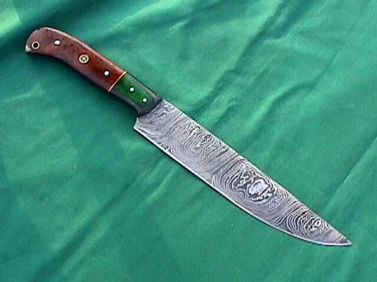 13" Damascus Chef Kitchen Carving Butcher Knife – 8" Blade with Wooden Handle