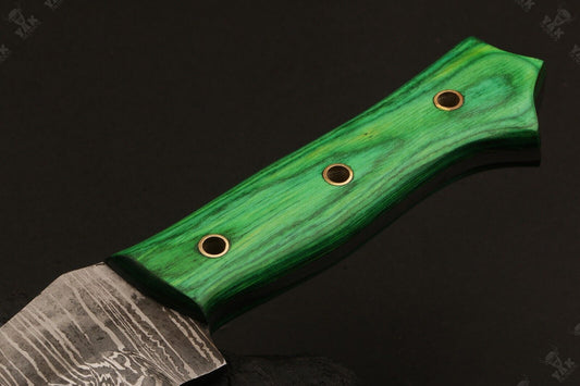 13 Inch Custom Damascus Steel Bowie Hunting Knife with Wood Handle by Heritage Forge