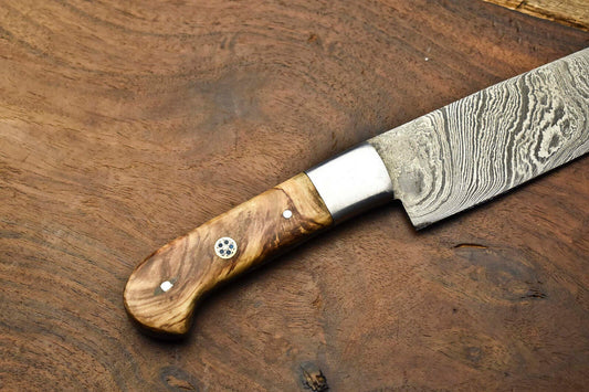 Premium Handmade Damascus Steel Chef Knife – Full Tang, Forged Sport Blade