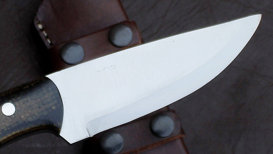 Custom Hand Forged D2 Tool Steel Skinner Knife | Full Tang Fixed Blade with Leather Sheath