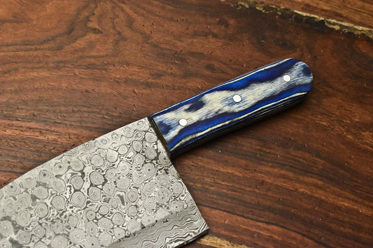 Handmade Damascus Steel Chef Chopper Knife – Full Tang, Artisan Crafted