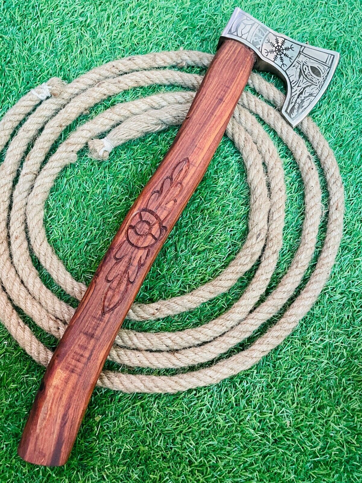 Hand Forged Carbon Steel Viking Tomahawk Axe 23 Inch Wooden Handle