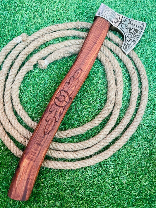 Hand Forged Carbon Steel Viking Tomahawk Axe 23 Inch Wooden Handle