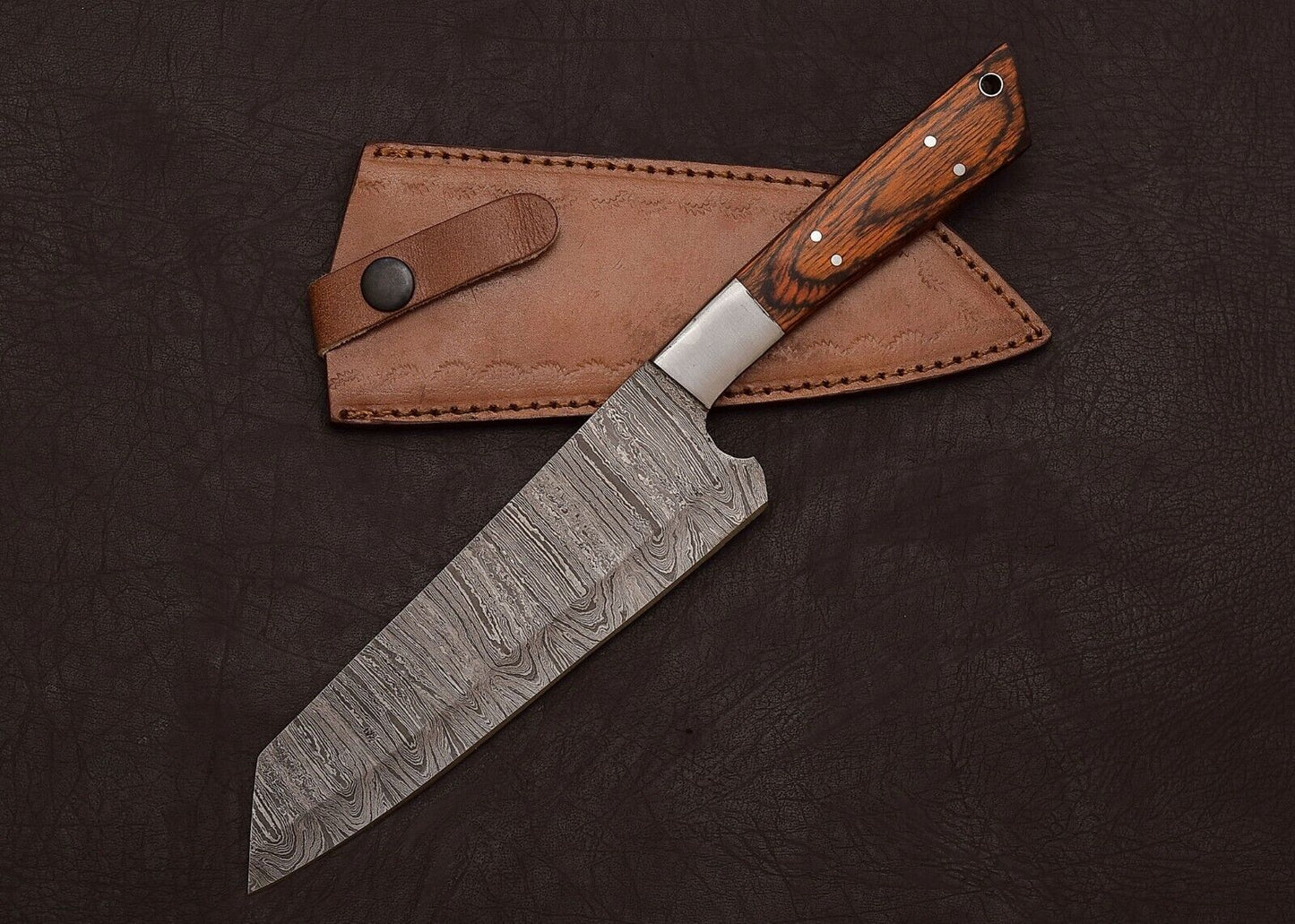 Damascus Steel 13" Chef Knife | Outdoor Hunting & Kitchen Knife with Pakka Wood Handle