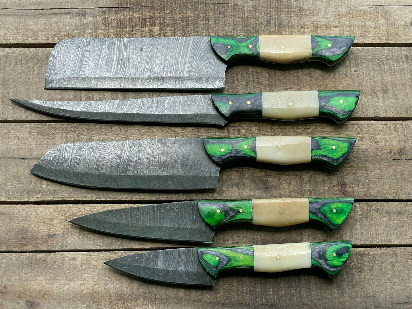 EVEREST HUNT 5 Pcs Custom Handmade Damascus Steel Chef Knife Set